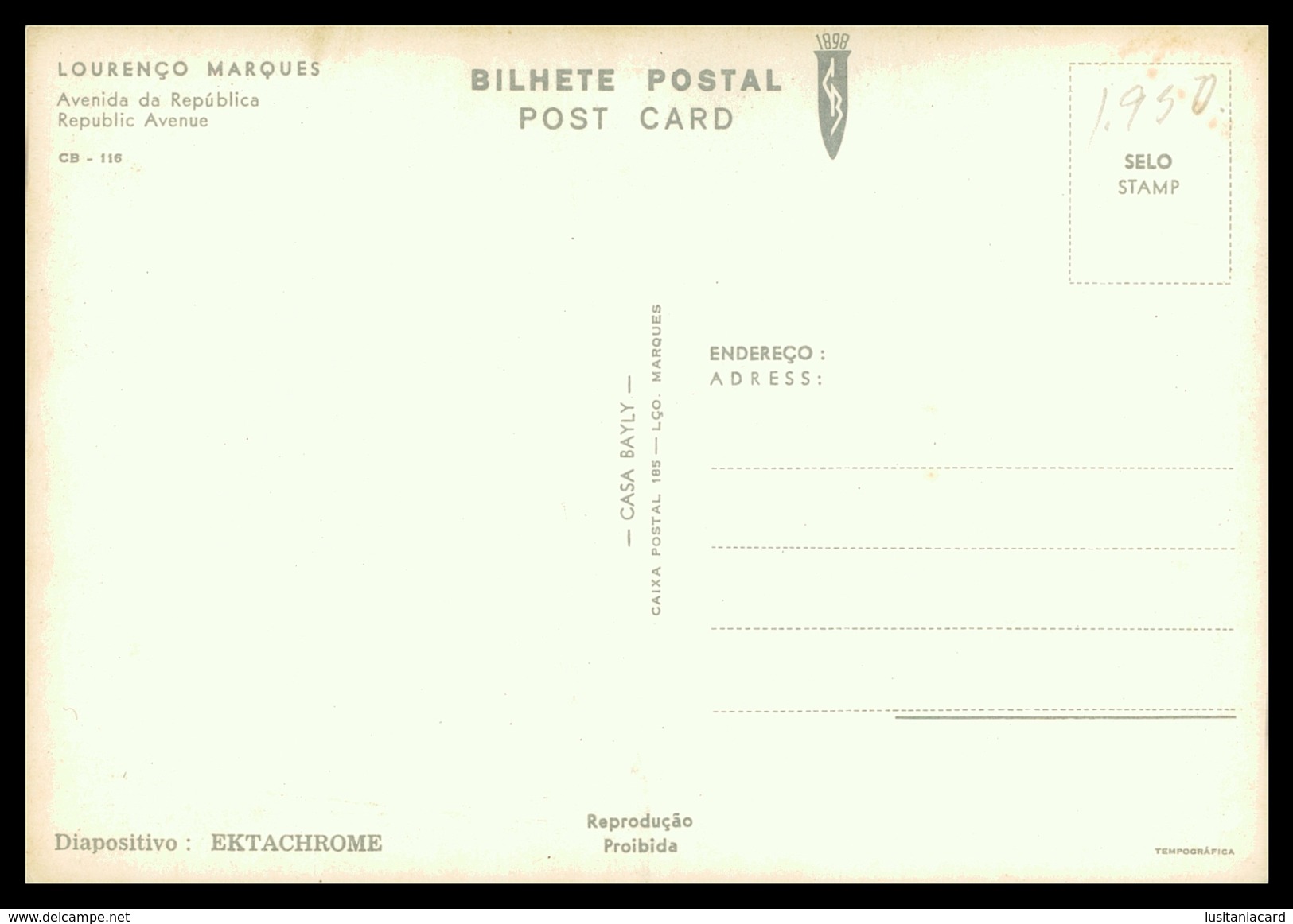 LOURENÇO MARQUES- Avenida Da Republica  (Ed. Casa Bayly ) Carte Postale - Mozambique