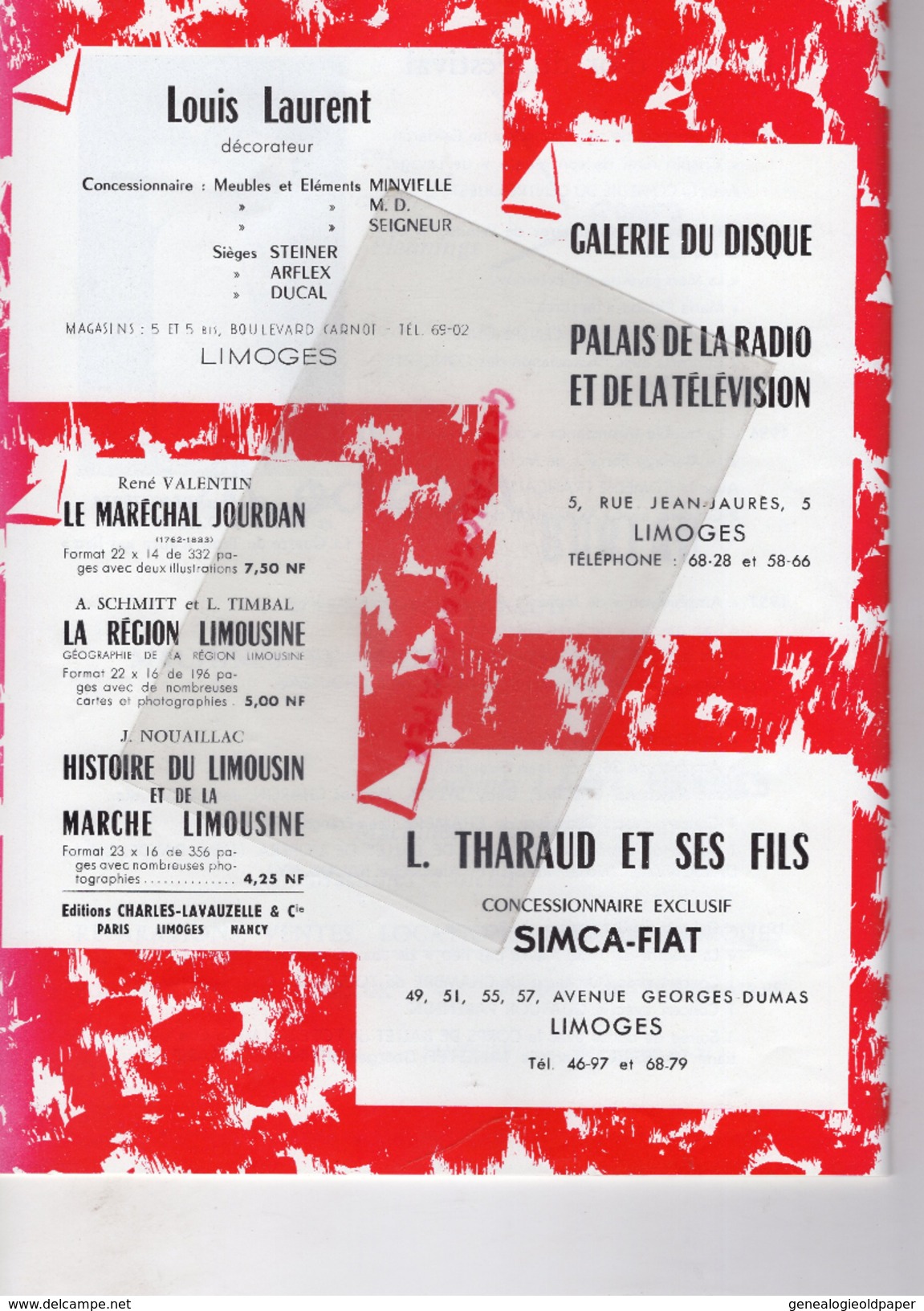 87 - BELLAC - PROGRAMME 7E FESTIVAL 1960-  ANDRE CLUZEAU-L' OTAGE-OPERA COMIQUE BALLET- J.F. PAILLARD-GIRAUDOUX-TARTUFFE - Programme