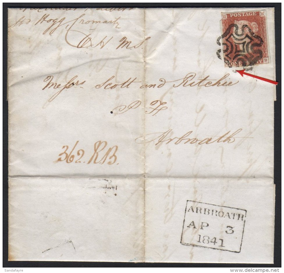 1841 BLACK PLATES 1d Red Plate 9, Lettered "QB", (showing The "O" Flaw, Four Margins, But Nicked At Upper Left... - Sonstige & Ohne Zuordnung