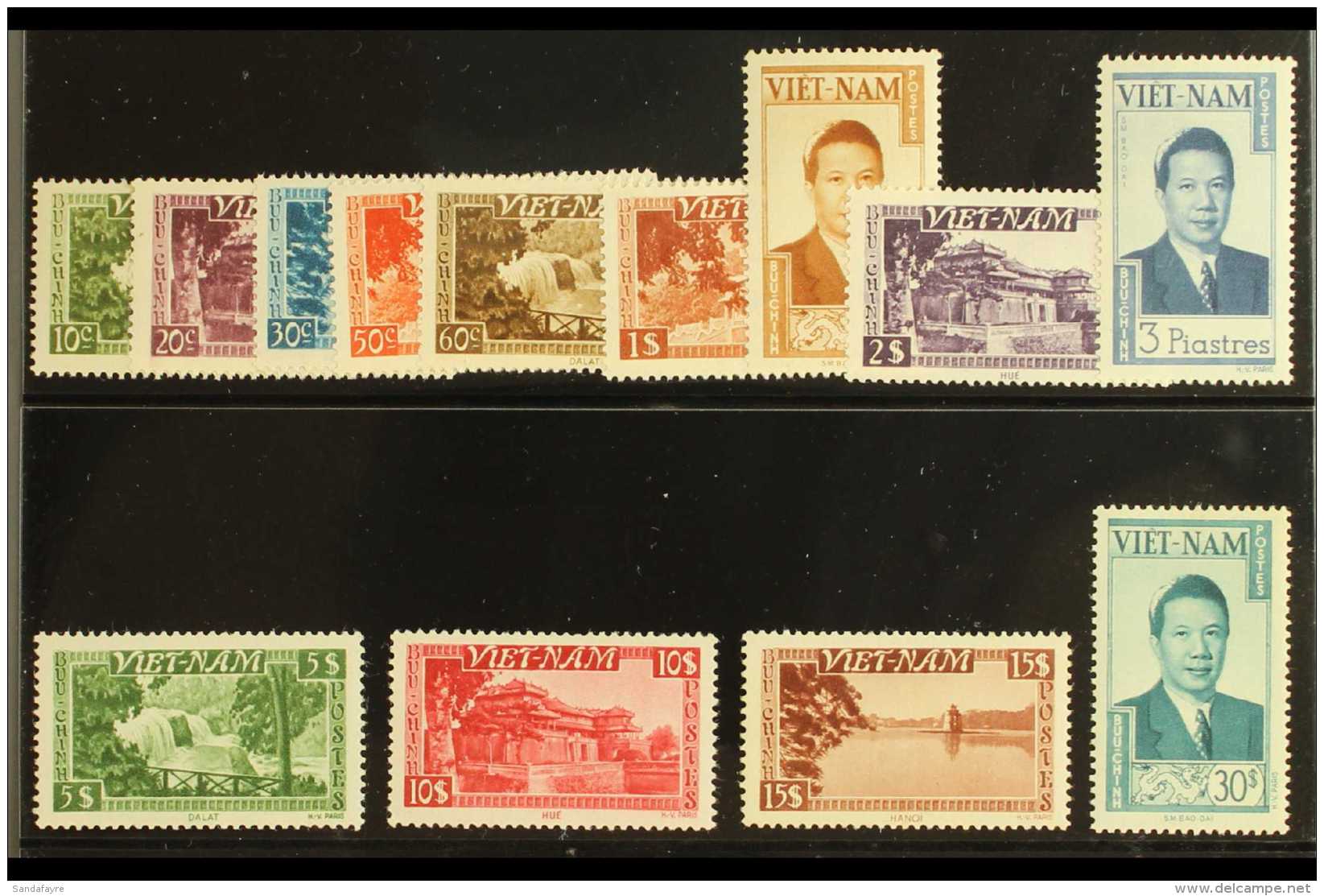 INDEPENDENT STATE 1951 Definitives Complete Set (SG 61/73, Scott 1/13) Very Fine Never Hinged Mint. (13 Stamps)... - Vietnam