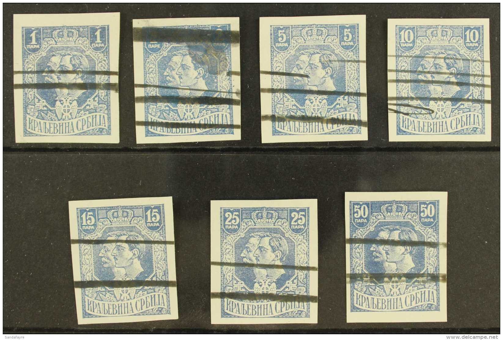 1918 IMPERF PROOFS For The 'King Petar &amp; Prince Alexander' Due Design (as SG 194/226) - Seven Different Values... - Serbia