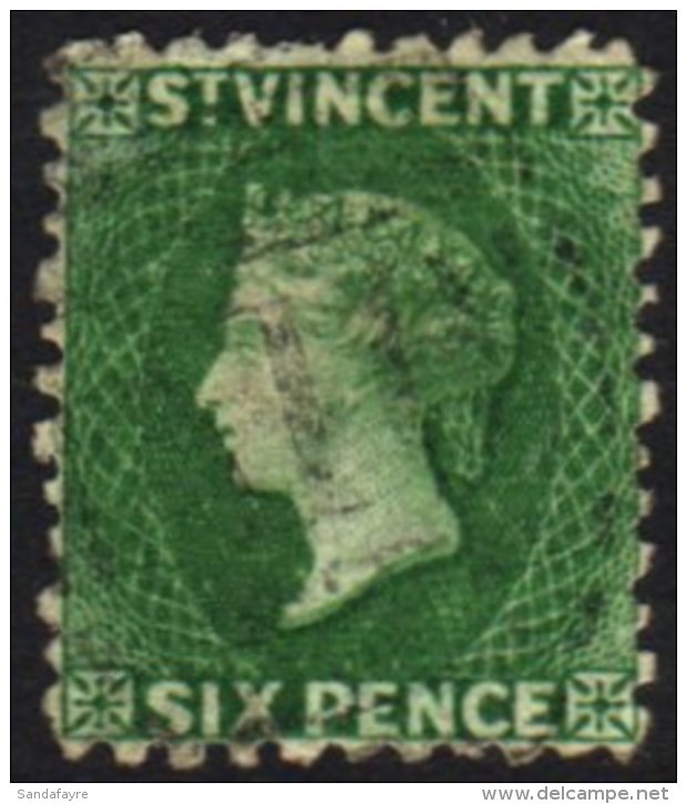 1862-8 6d Deep Green, No Watermark, Perf.11&frac12;, SG.7, Fine Used. For More Images, Please Visit... - St.Vincent (...-1979)