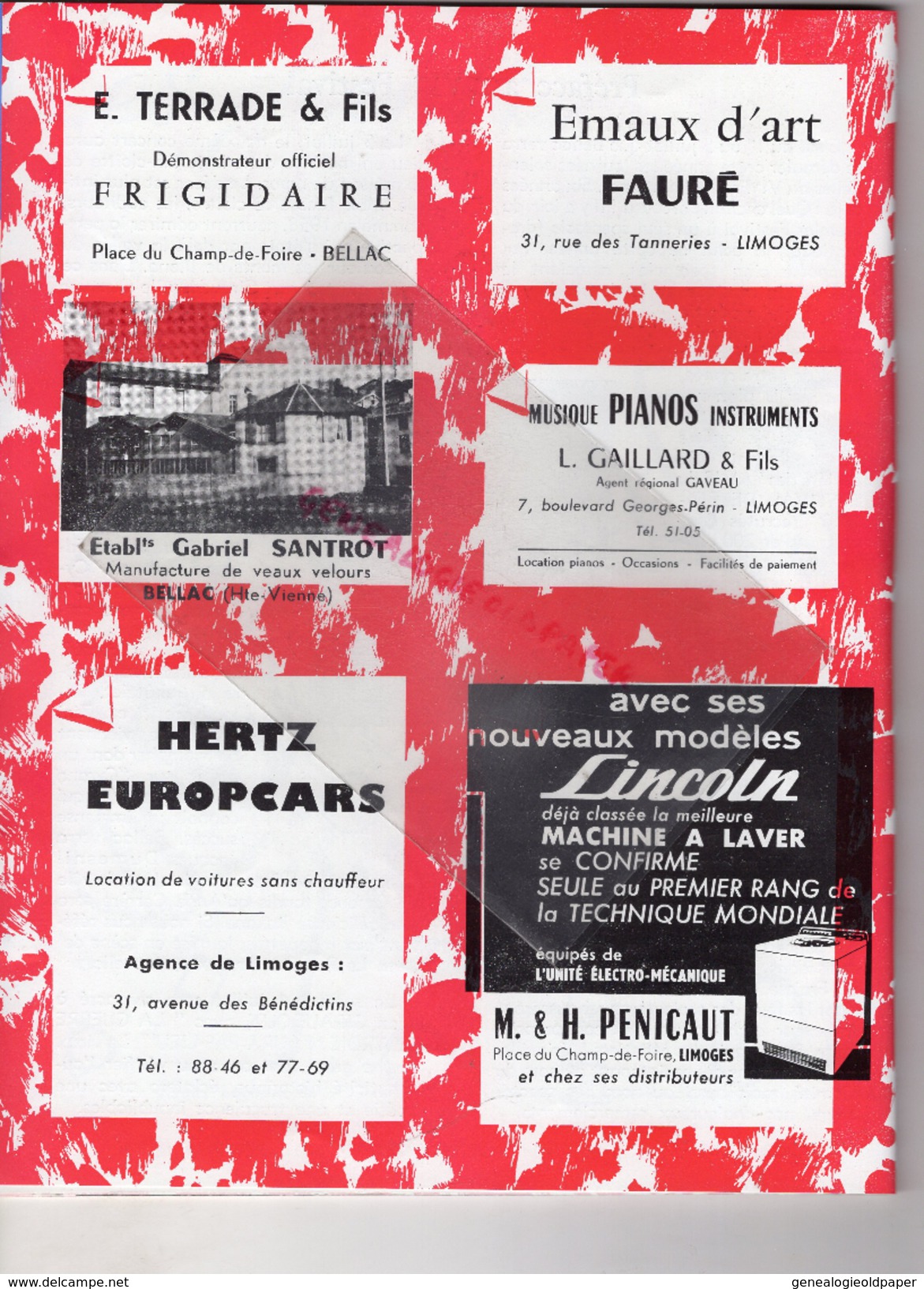 87 - BELLAC - PROGRAMME 6E FESTIVAL 1950- ANDRE CLUZEAU-HAVILAND-TOULOUSE-CYRANO BERGERAC-GUERRE TROIE-TALLCHIEF-SKIBINE