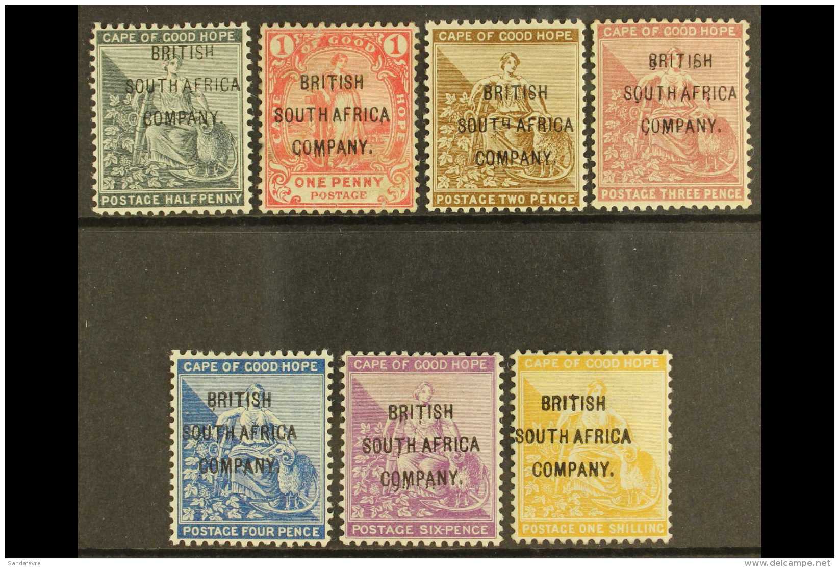 1896 Cape Overprinted "BRITISH SOUTH AFRICA COMPANY" Complete Set, SG 58/64, Fine Mint, The 1d No Gum. (7 Stamps)... - Sonstige & Ohne Zuordnung