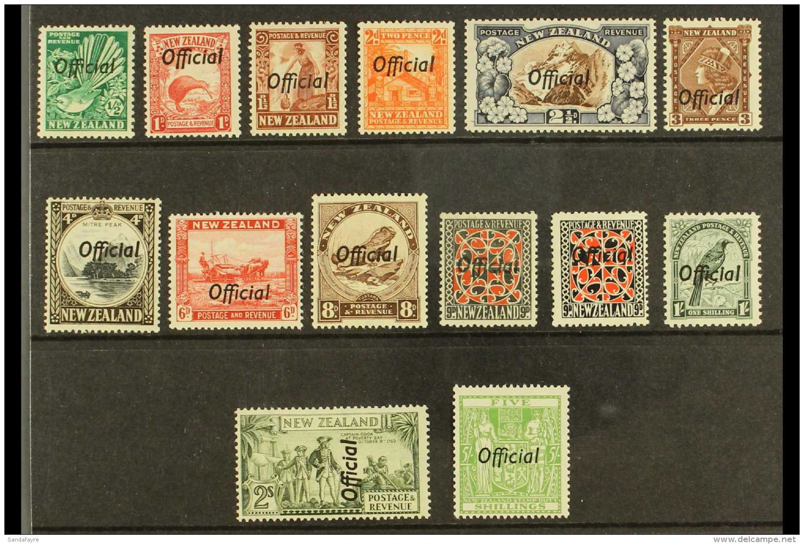 OFFICIALS 1936-61 Overprints, Wmk Mult NZ &amp; Star, Complete Set, SG O120/33, Very Fine Mint, Fresh. (14 Stamps)... - Andere & Zonder Classificatie