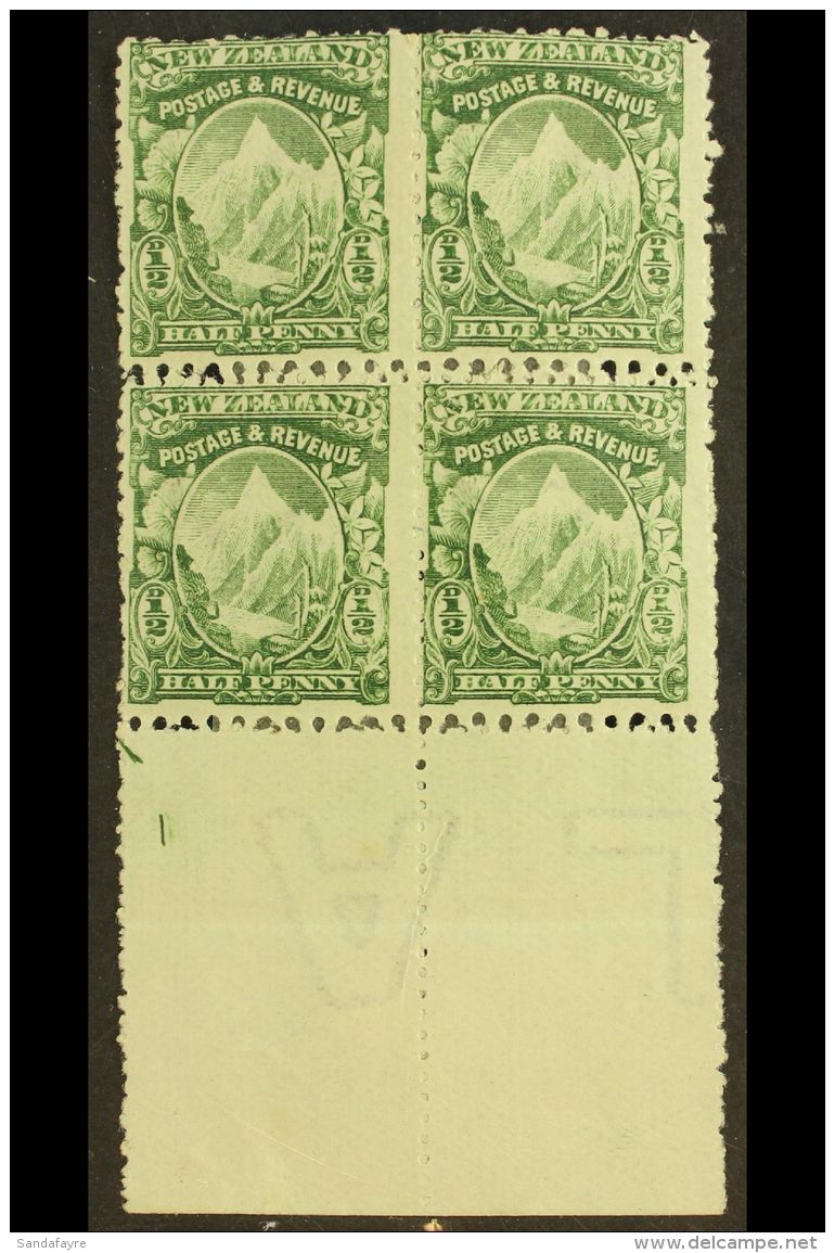 1902 &frac12;d Green With Mixed Perfs, SG 306, Very Fine Mint Lower Marginal BLOCK OF FOUR. For More Images,... - Andere & Zonder Classificatie