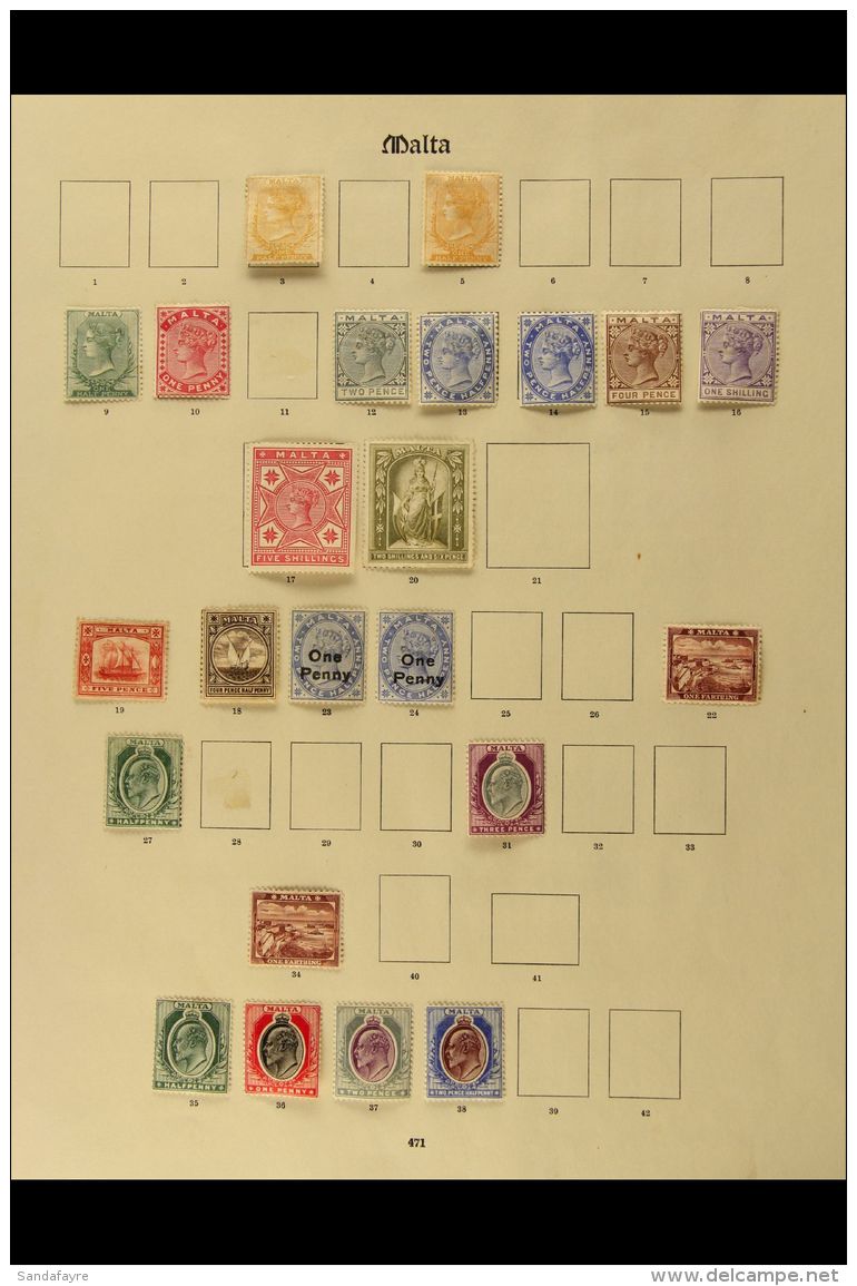 1863-1935 MINT COLLECTION ON "NEW IMPERIAL" LEAVES All Different, Mostly Fine Condition. Note 1863-81 &frac12;d... - Malta (...-1964)