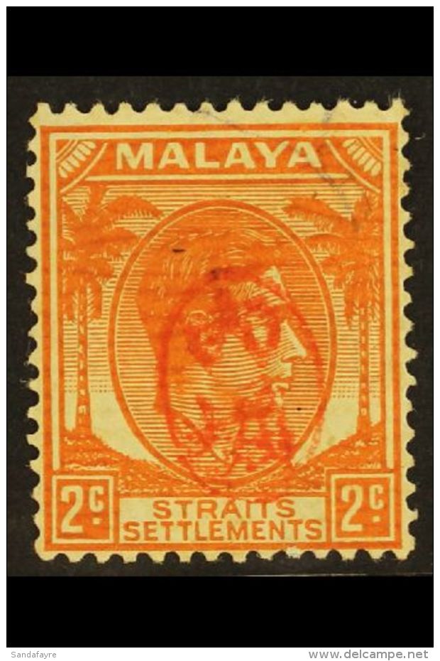 PENANG 1942 2c Orange Of Straits Settlements With Type T2 (Itchiburi Seal) Overprint In Red, SG J70, Mint. For... - Andere & Zonder Classificatie