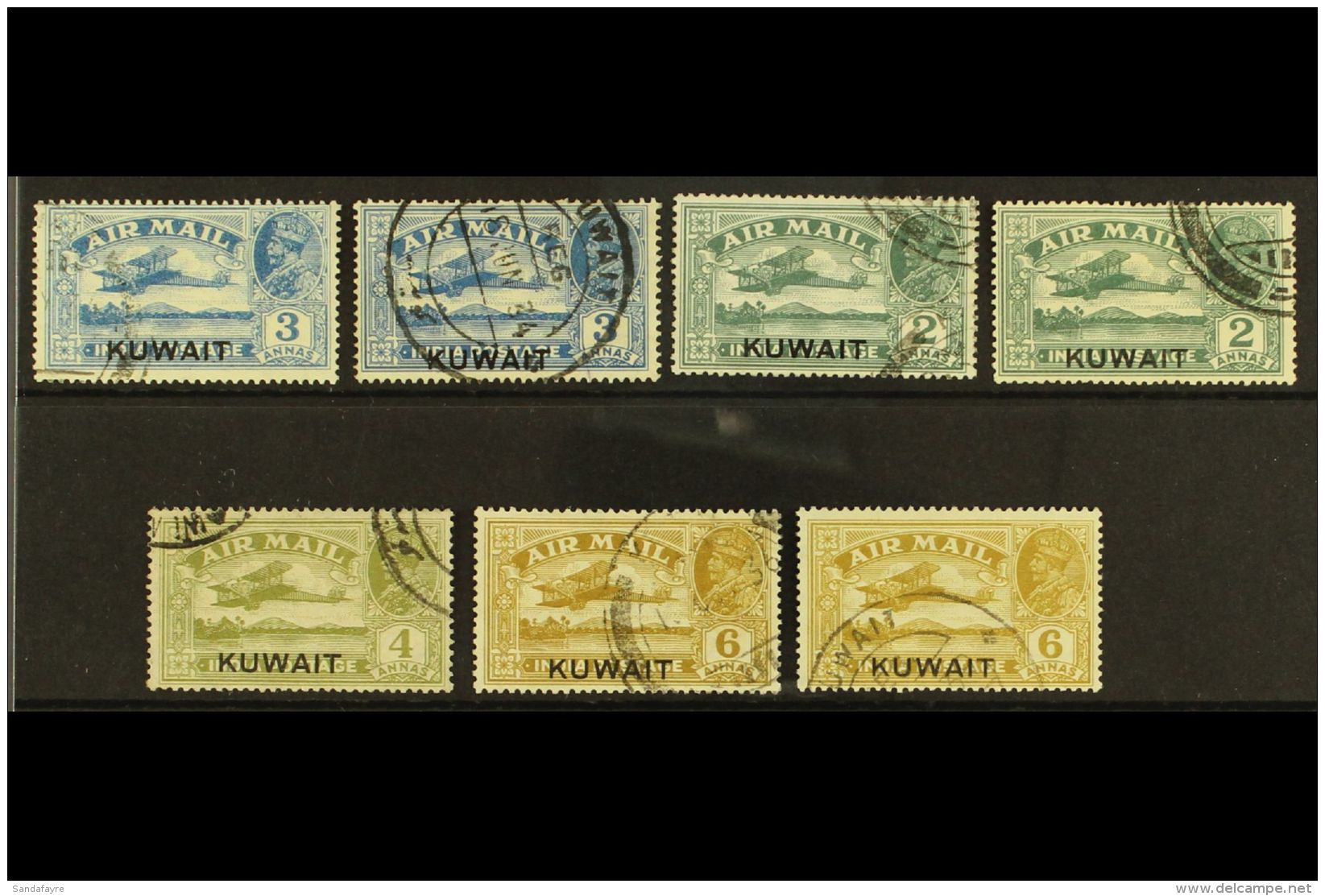 1933-34 Air Complete Set With All Three Watermark Varieties, SG 31/34 &amp; 31w/34w, Very Fine Cds Used, Fresh... - Kuwait