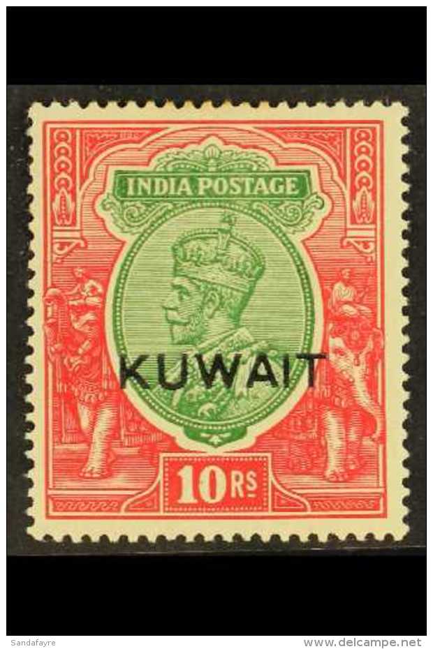 1923-4 10r Green &amp; Scarlet, Wmk Large Star Ovpt On India, SG 15, Fine Mint, Few Perfs Slightly Toned On Tips... - Kuwait