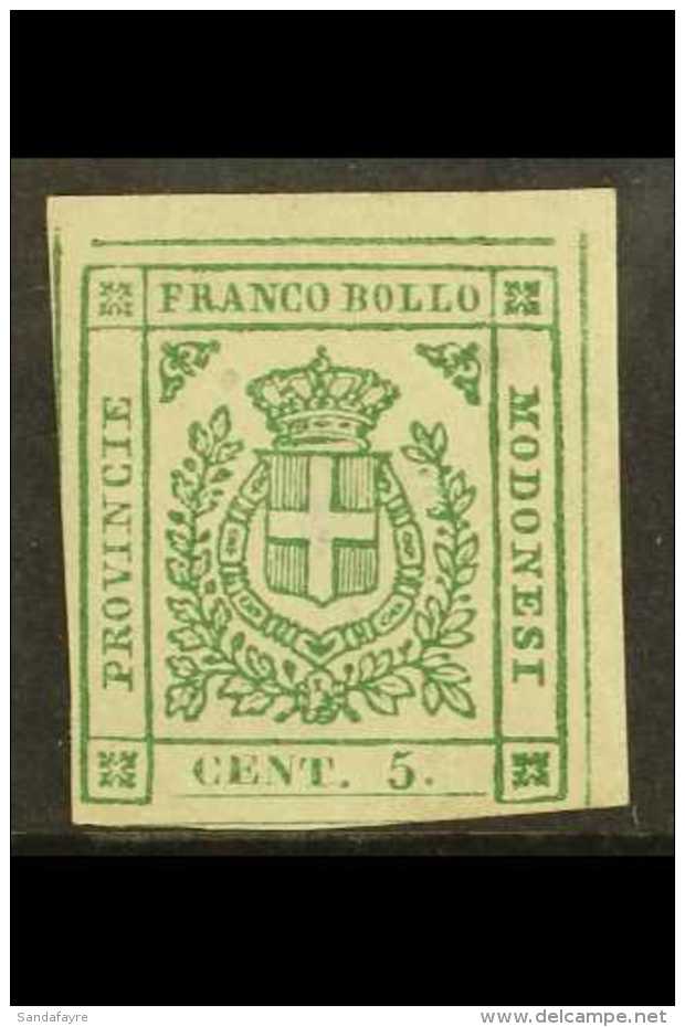 MODENA 1859 5c Green, Sass 12 Superb Mint With Huge Margins Showing Large Parts Of The Outer Frame Lines. Cat... - Sin Clasificación