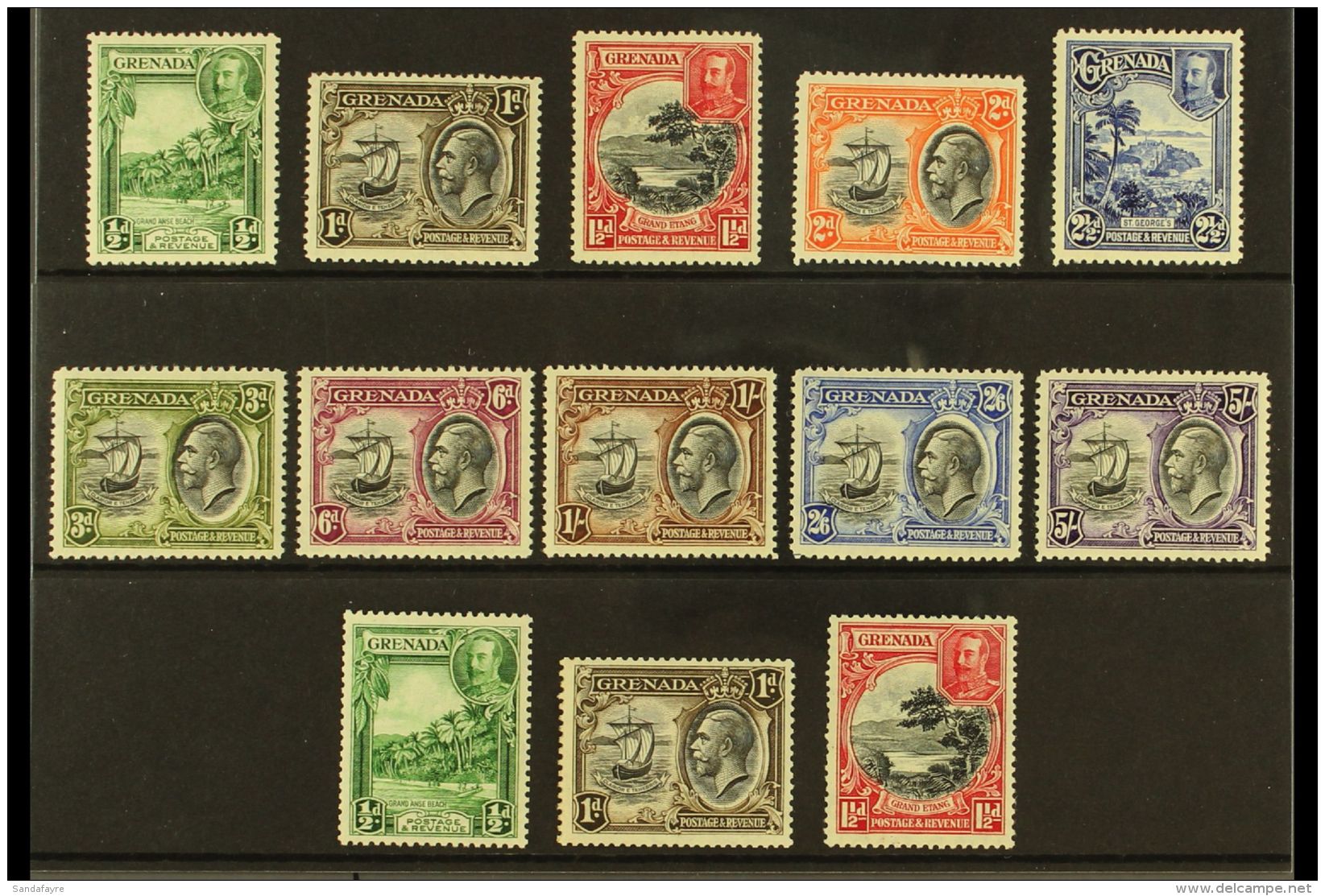 1934-36 Complete Pictorial Set, SG 135/144, Incl All Three Additional Perf Variants, Very Fine Mint. (13 Stamps)... - Grenada (...-1974)