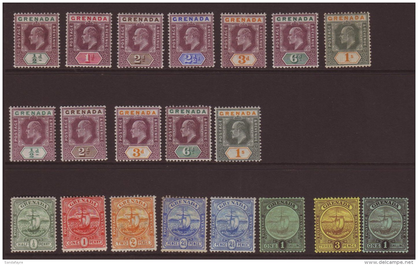 1902-11 KEVII MINT RANGE On A Stock Card. Includes 1902 Set To 1s, 1904-06 &frac12;d, 2d, 3d, 6d And 1s, 1906... - Grenada (...-1974)