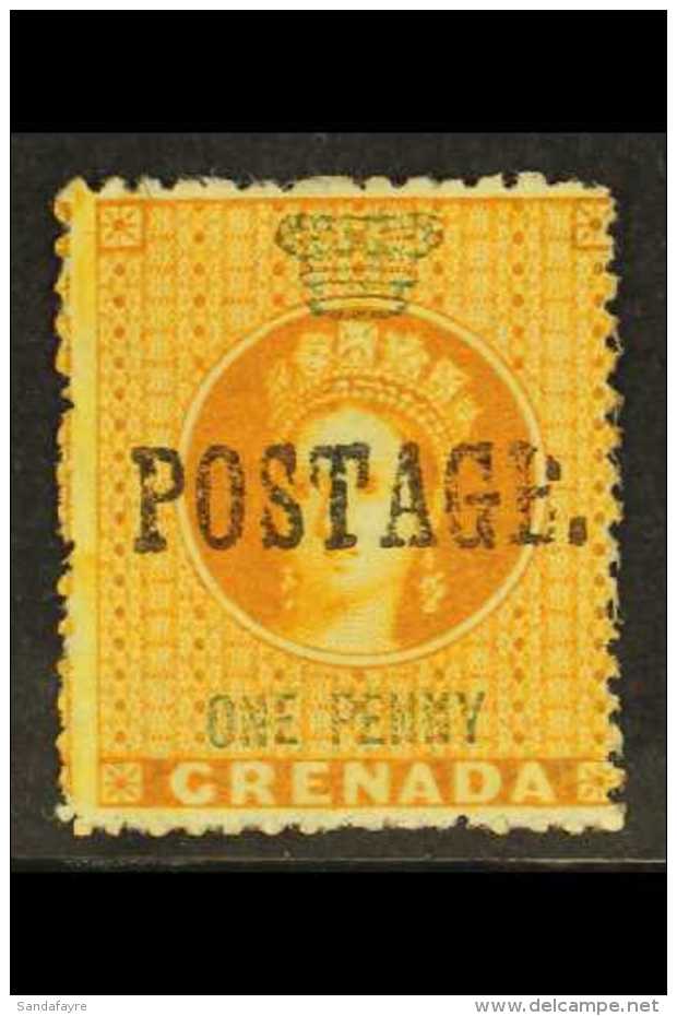 1883 1d Orange (green Surch. On Revenue Stamp) With Large "POSTAGE." Overprint, SG 27, Fine Mint. For More Images,... - Grenada (...-1974)
