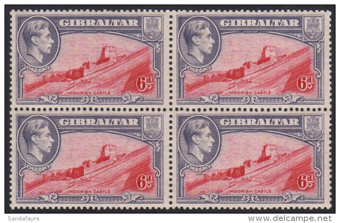 1938 KGVI Definitive 6d Carmine And Grey-violet Perf 13&frac12; (SG 126) - A BLOCK OF FOUR Fine Never Hinged Mint.... - Gibraltar