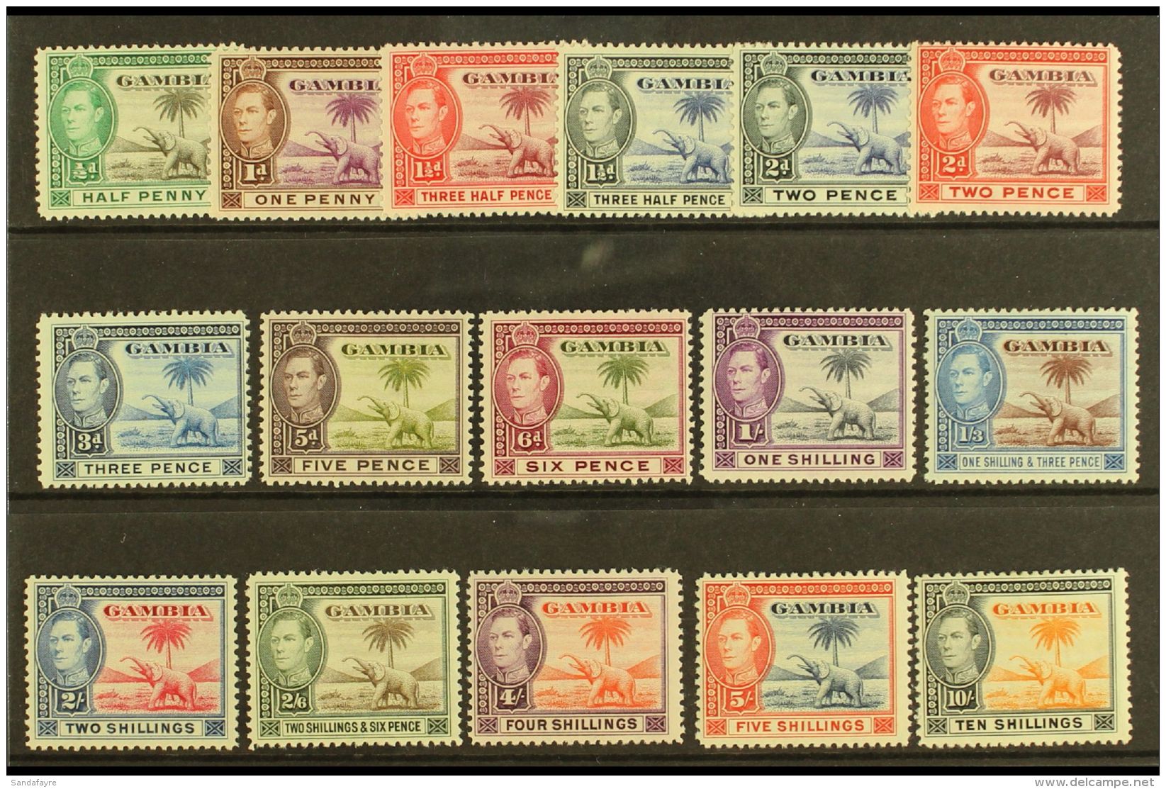 1938-46 KGVI Definitives Complete Set, SG 150/61, Very Fine Mint (16). For More Images, Please Visit... - Gambia (...-1964)