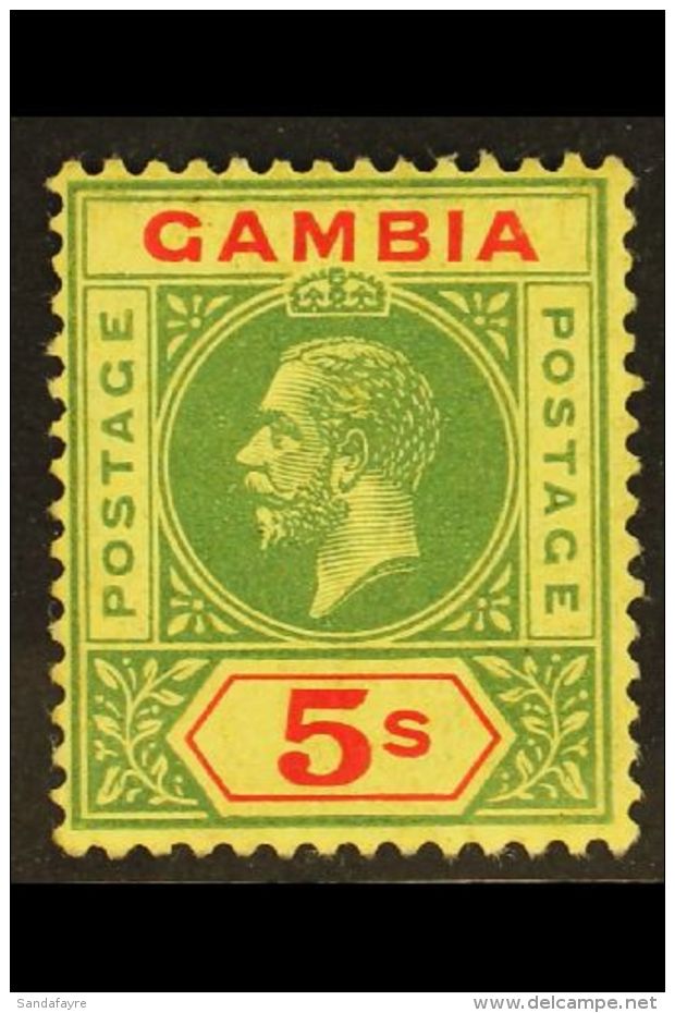 1912-22 5s Green &amp; Red On Pale Yellow, SG 102, Very Fine Mint, Fresh. For More Images, Please Visit... - Gambia (...-1964)