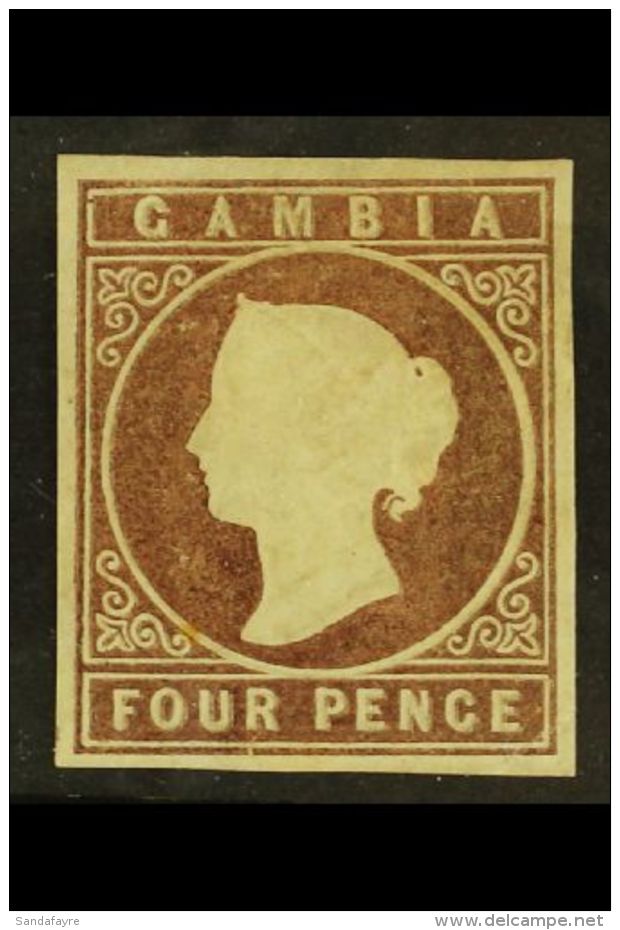 1869 4d Pale Brown No Wmk, SG 2, Mint Part OG With 4 Good Neat Margins. For More Images, Please Visit... - Gambia (...-1964)