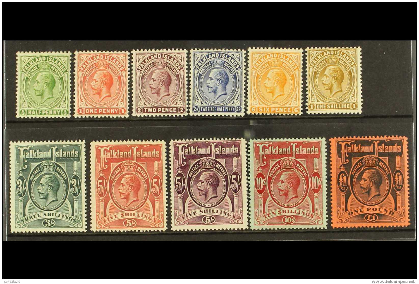 1912-20 Geo V Definitive Set To &pound;1 Complete, SG 60/69, Very Fine And Fresh Mint. (11 Stamps) For More... - Falklandeilanden