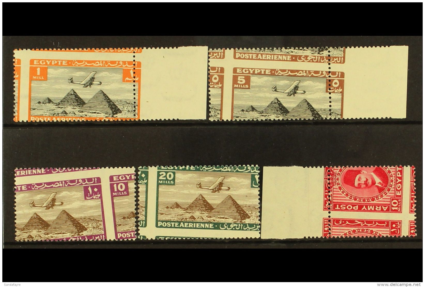 1933 OBLIQUE PERFORATIONS Air 1m, 5m, 10m And 20m, The First Two Values Marginal; Also Army Post 1936 10m, Mint... - Andere & Zonder Classificatie