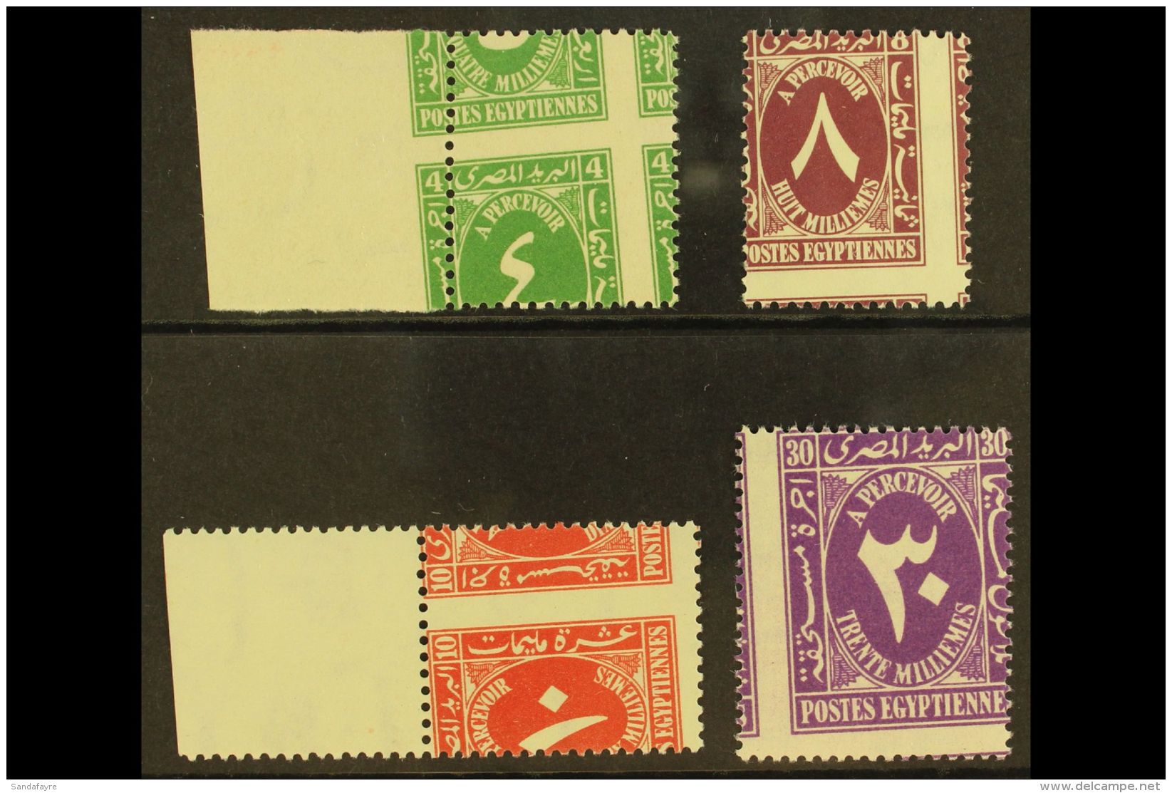 1927 OBLIQUE PERFORATIONS Postage Due 4m Yellow Green, 8m, 10m And 30m, Mint Never Hinged. (4) For More Images,... - Andere & Zonder Classificatie