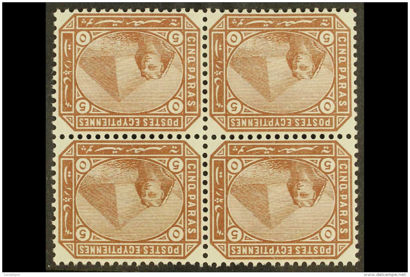 1879 5pa Deep Brown, Watermark Inverted SG 44w, In A Fine Never Hinged Mint Block Of Four. Cat SG &pound;480+ For... - Andere & Zonder Classificatie