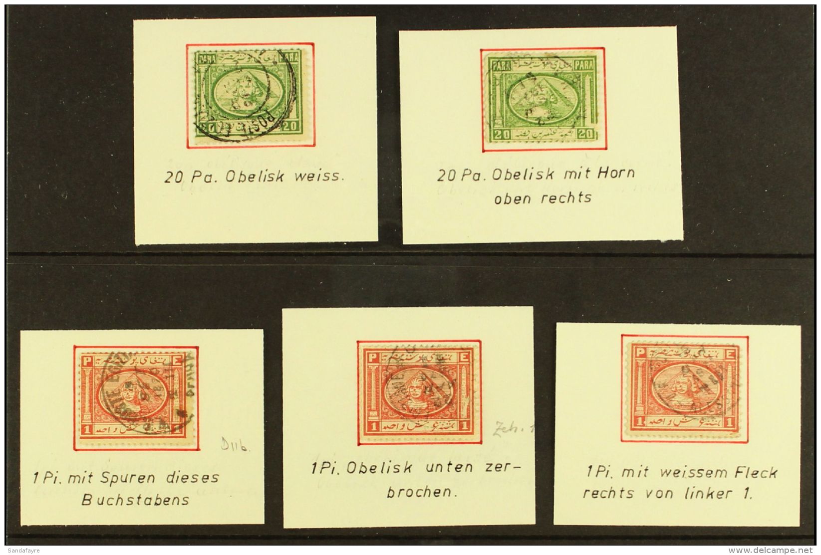 1867-71 PENASSON VARIETIES Group Of Fine Used Stamps Incl. 20pa Blank Obelisk, Yellow-green, Chalhoub D10k, This... - Andere & Zonder Classificatie