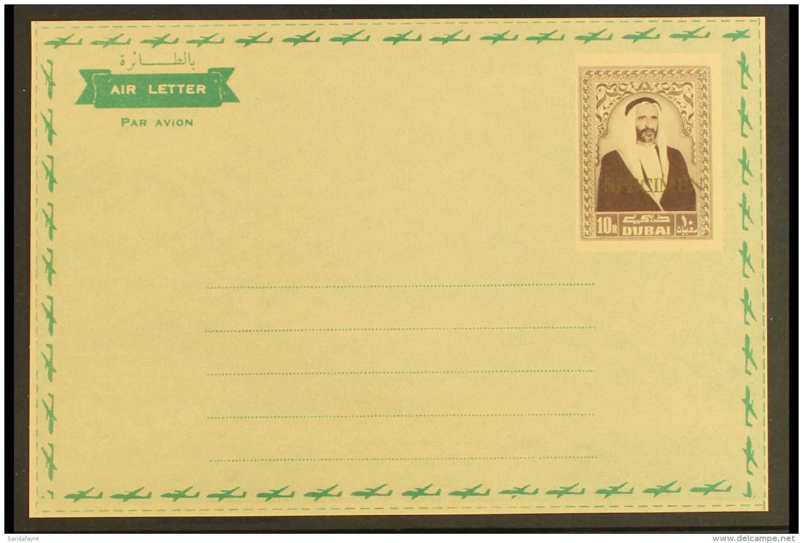 AIRLETTER 1963 ESSAY Of 10r Sheikh Rashid Bin Saeed Top Value (as SG 17) In Single Violet-brown Impression, Within... - Dubai