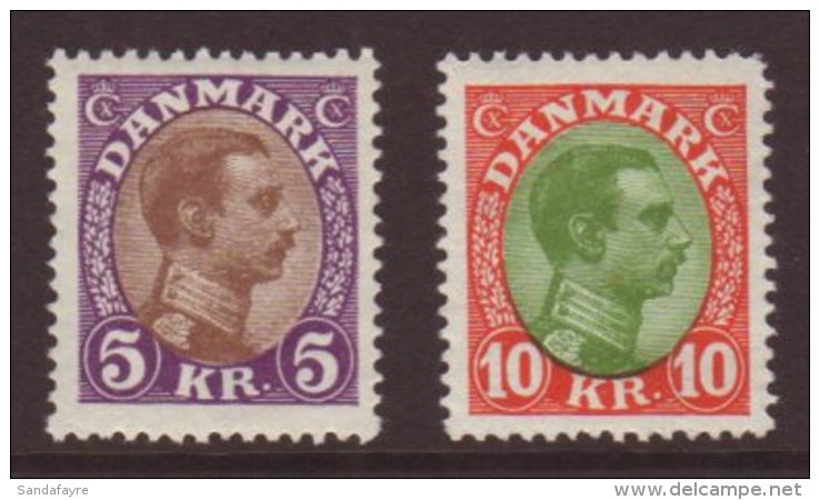 1927-28 5kr Violet &amp; Brown And 10kr Red &amp; Green King Christian High Value Definitives, Mi 175/176, Mint,... - Andere & Zonder Classificatie