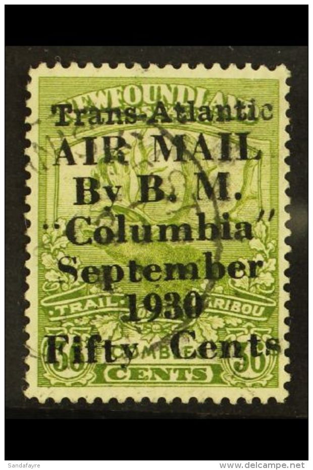 1930 50c On 36c Sage Green "Columbia" Airmail, SG 191, Very Fine And Fresh Used With Diena Photo Cert. Rare Stamp.... - Andere & Zonder Classificatie