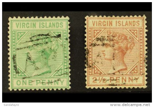 1879 1d Emerald Green And 2&frac12;d Red Brown, Wmk CC, SG 24/5, Very Fine Used (2 Stamps) For More Images, Please... - Iles Vièrges Britanniques