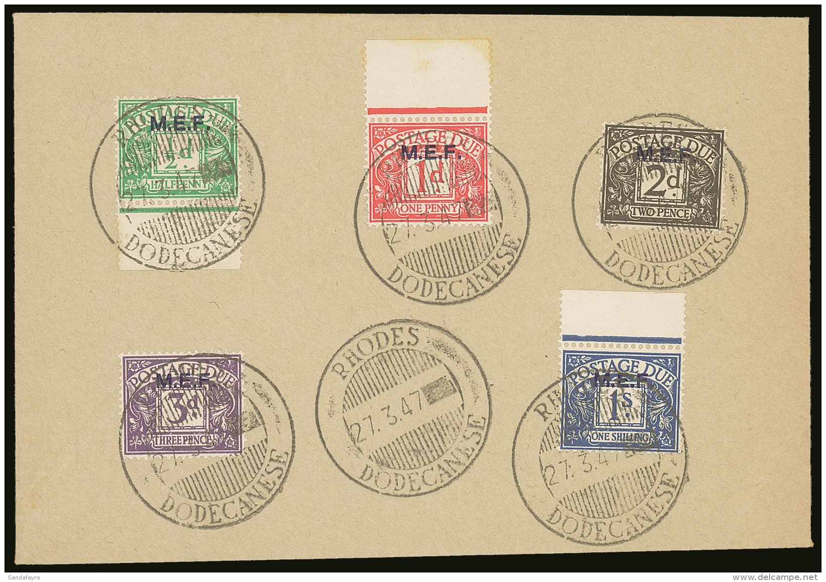 MEF (AEGEAN ISLANDS COVER) 1942 Postage Dues Complete Set Of Five, Sass S. 5, Very Fine Used On Philatelic Cover,... - Italienisch Ost-Afrika