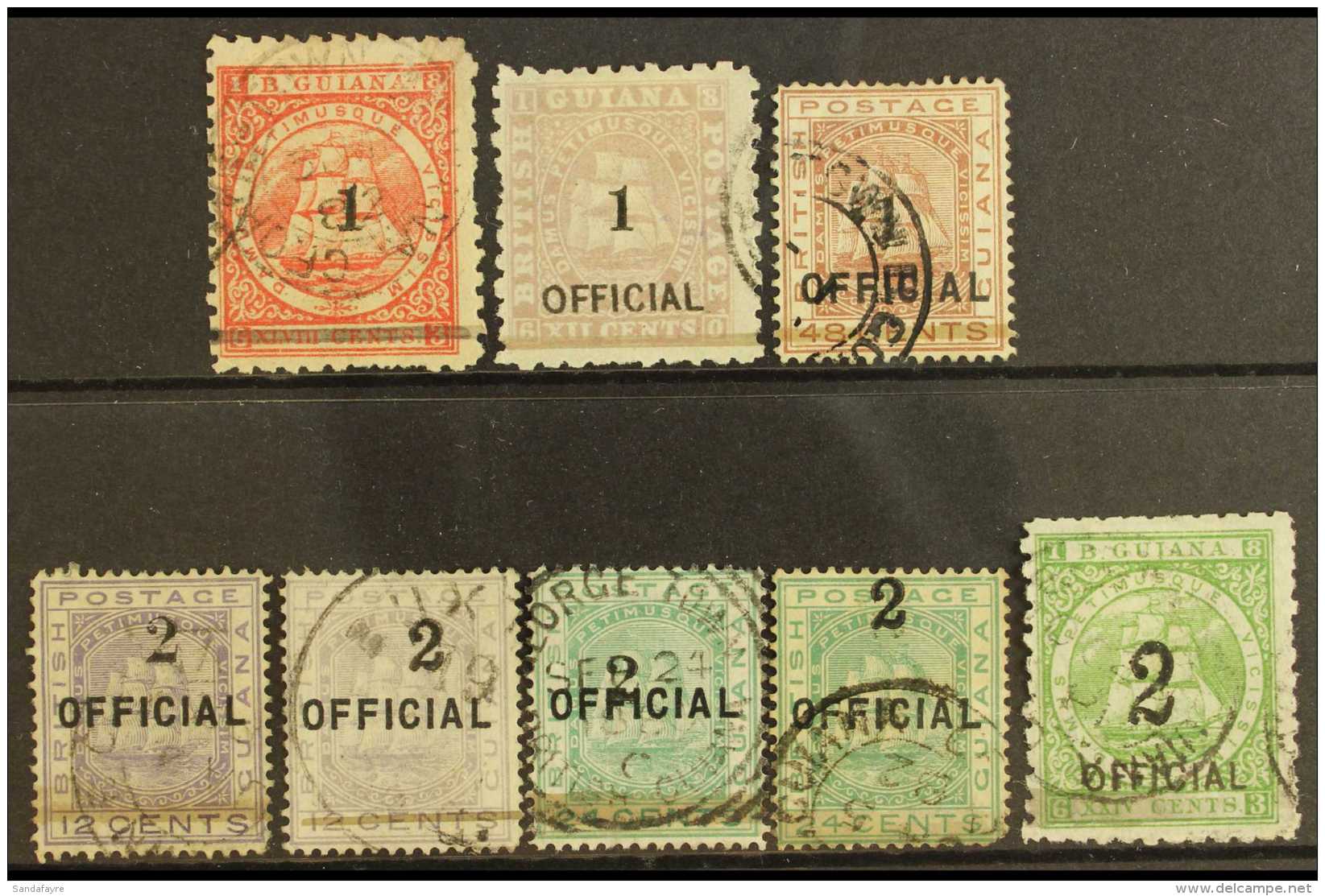 1881 (28 Dec) Complete Basic Set Of Surcharges, SG 152/9, 2 On 24c Emerald-green (SG 158) Has A Rounded Corner... - British Guiana (...-1966)