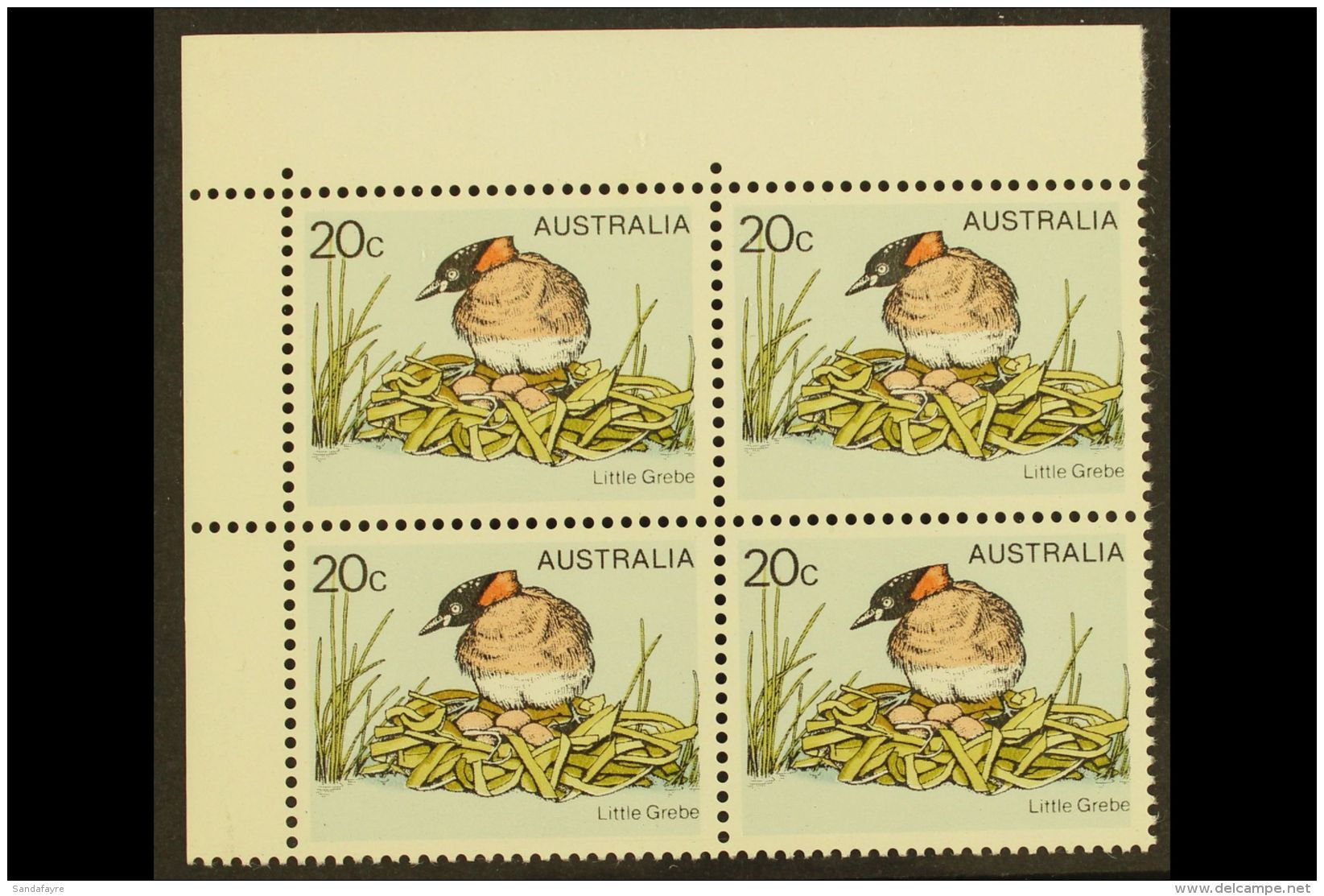 1978 20c Multicoloured "Little Grebe", Variety "yellow Omitted", SG 673a, Superb NHM Corner Block Of 4. For More... - Autres & Non Classés