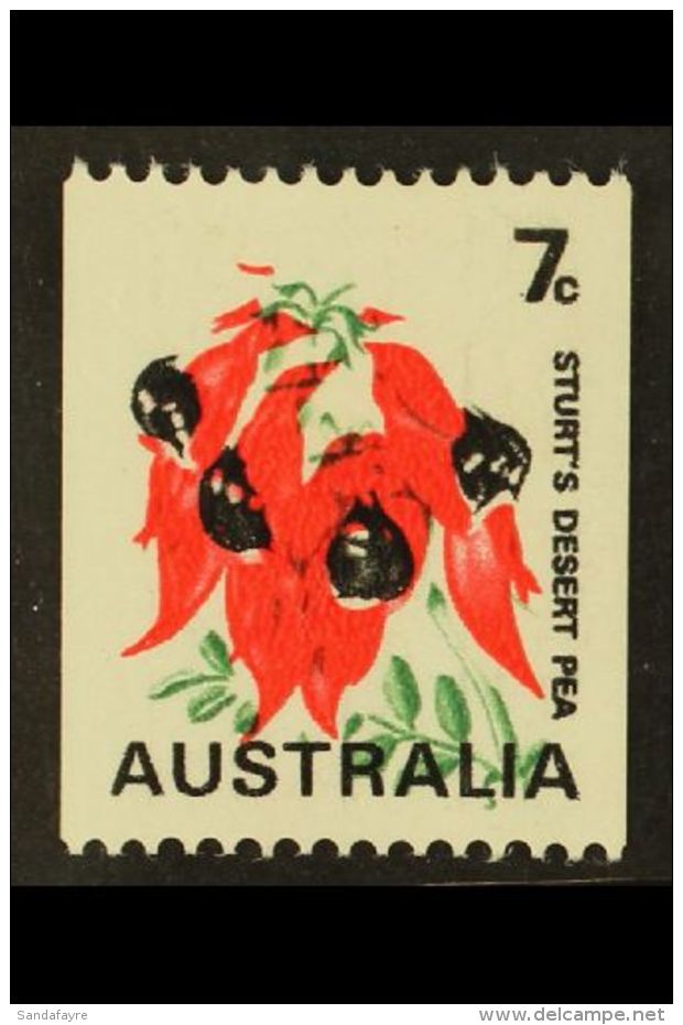 1972 7c Multicoloured "Sturts Desert Pea", Coil Stamp, Variety "buff Colour Omitted", SG 468bb, Very Fine NHM.... - Sonstige & Ohne Zuordnung