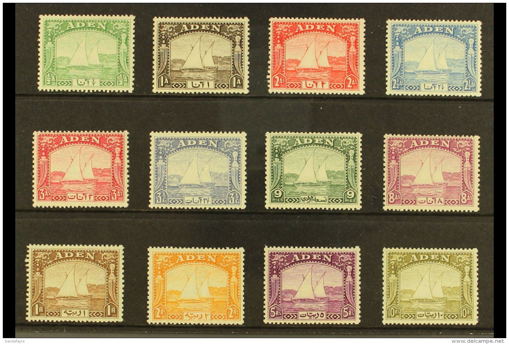 1937 "Dhow" Set Complete, SG 1/12, Very Fine Mint (12 Stamps) For More Images, Please Visit... - Aden (1854-1963)