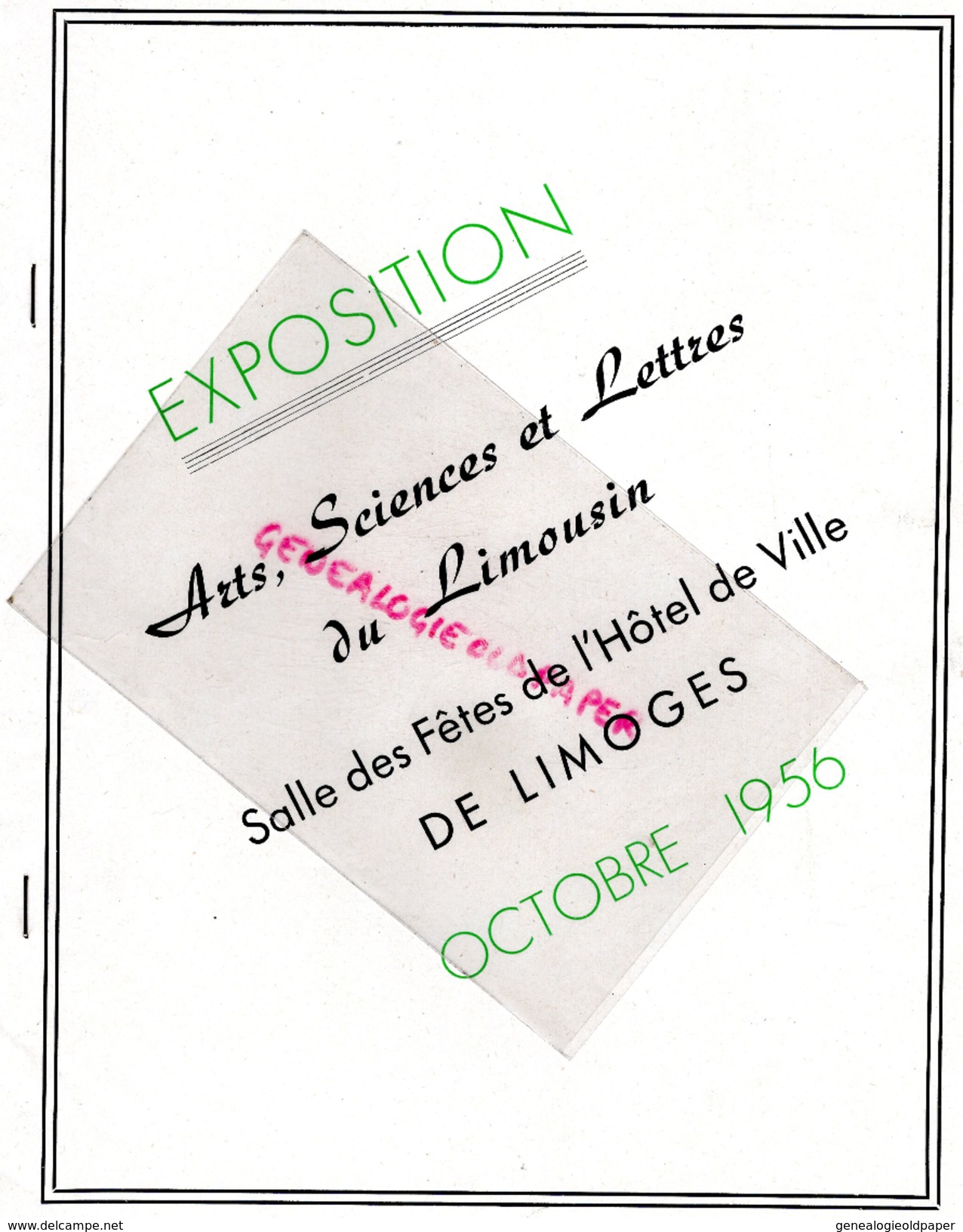 87 - LIMOGES- EXPOSITION ARTS SCIENCES LETTRES LIMOUSIN-HOTEL VILLE-1956-BETOULLE-THARAUD-MARTINAUD-LEOBARDY-MARGERIT - Programme