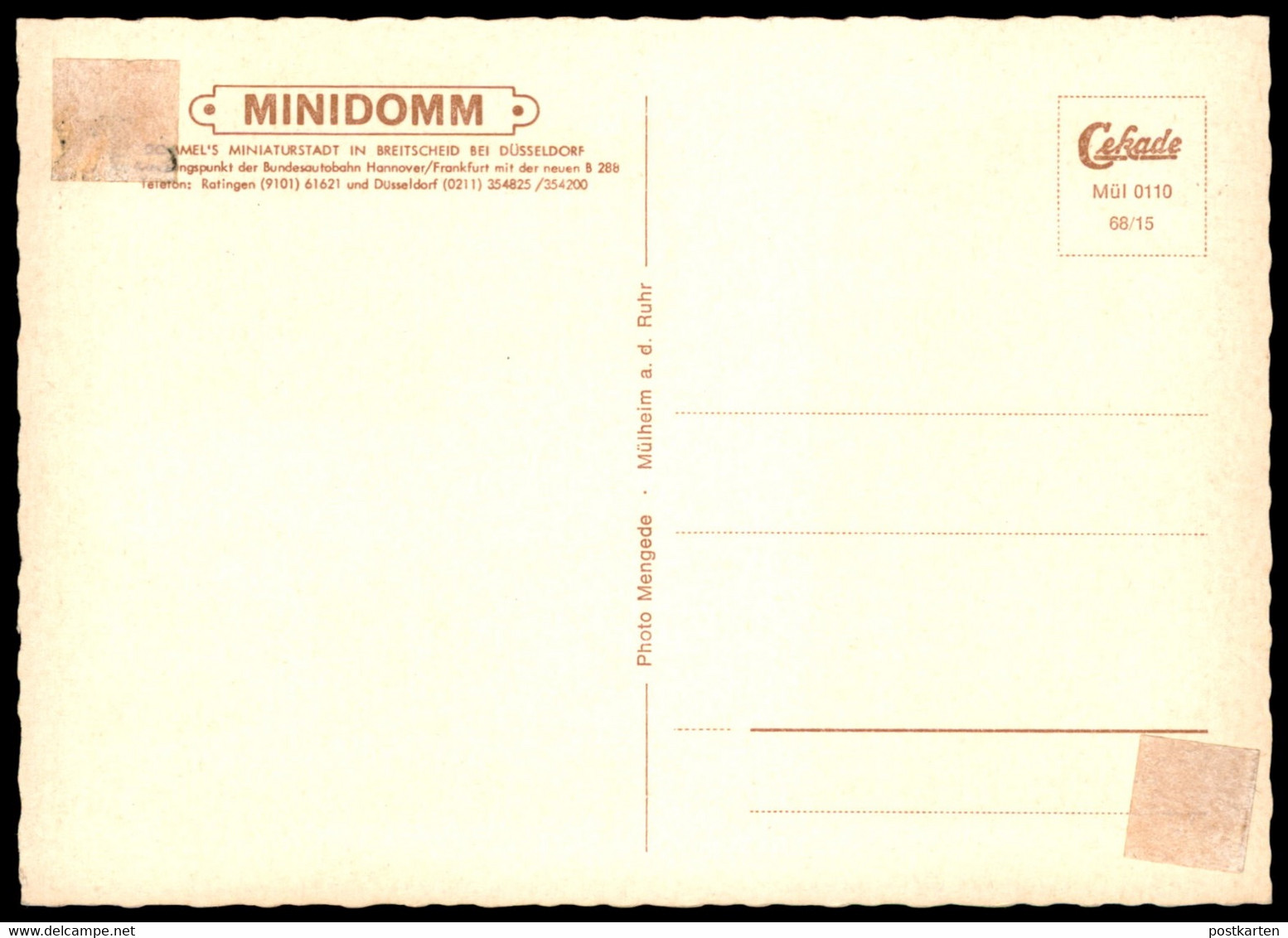 ÄLTERE POSTKARTE MINIDOMM RATINGEN-BREITSCHEID MINIATUR KLOSTER ETTAL NEUSCHWANSTEIN FREIZEITPARK Ansichtskarte Postcard - Ratingen