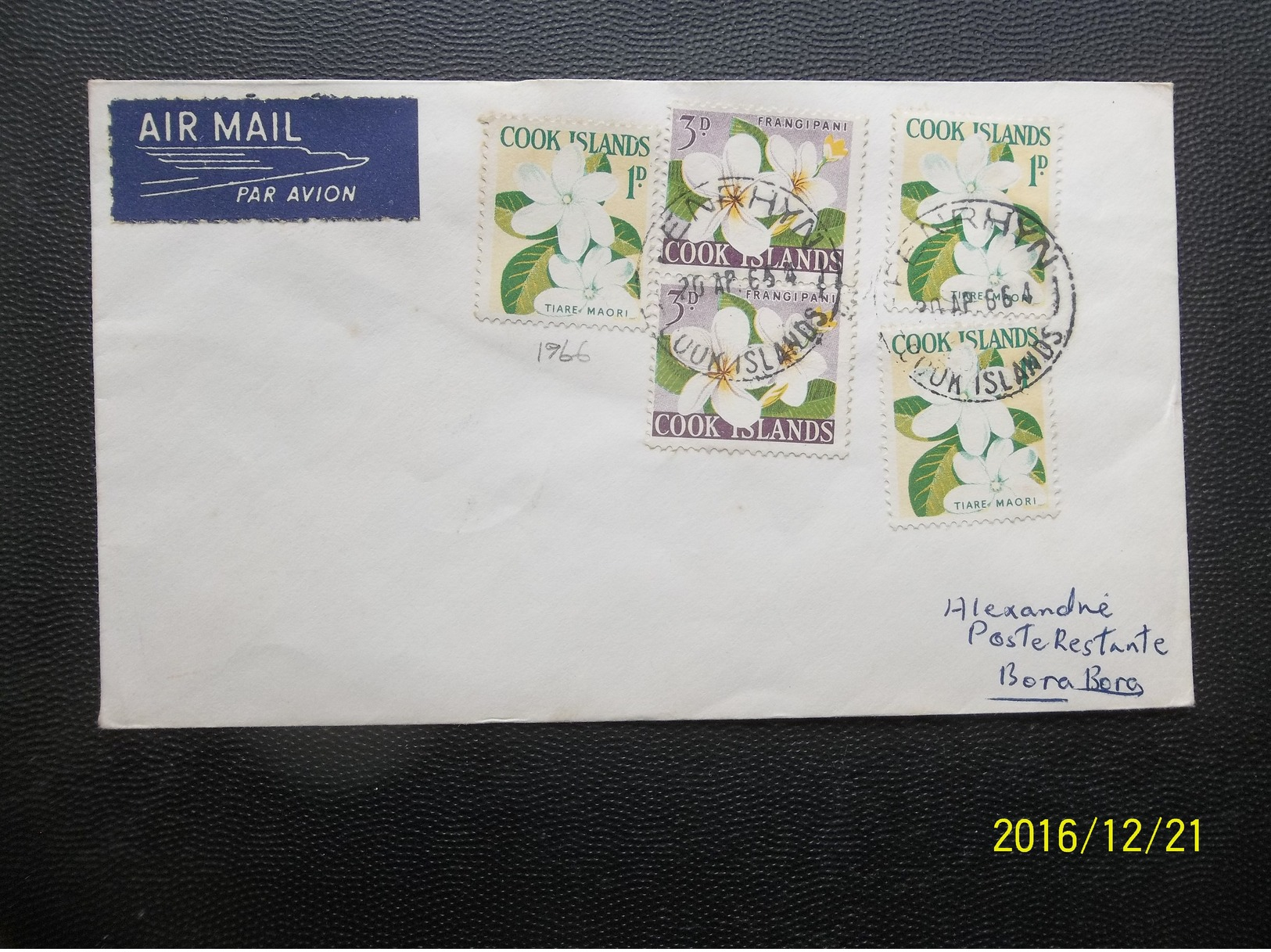 Cook Islands: 1966 Air Cover To Bora Bora (#HK4) - Cocos (Keeling) Islands