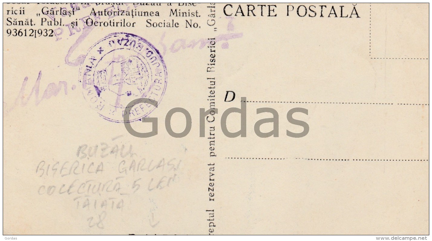 Romania - Buzau - Biserica Garlasi - Colectura 5 Lei - Cp Taiata - Romania