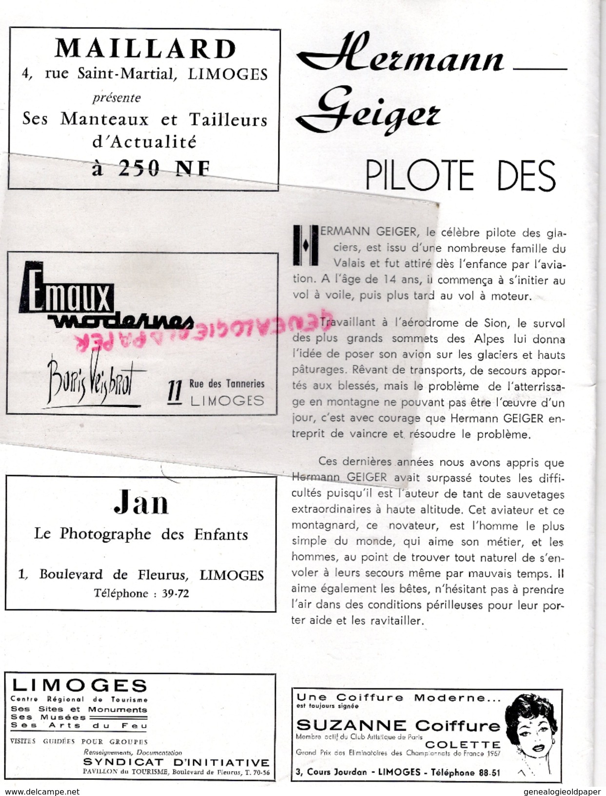 87 - LIMOGES-CONNAISSANCE DU MONDE- ZUBER  ILES GALAPAGOS- CINEMA OMNIA- HERMANN GEIGER- PIANISTE NIEDZIELSKI POLOGNE- - Programma's