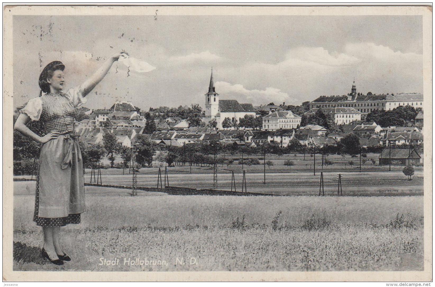 AK - HOLLABRUNN - Panorama - Frau Mit Taschentuch 30er - Hollabrunn