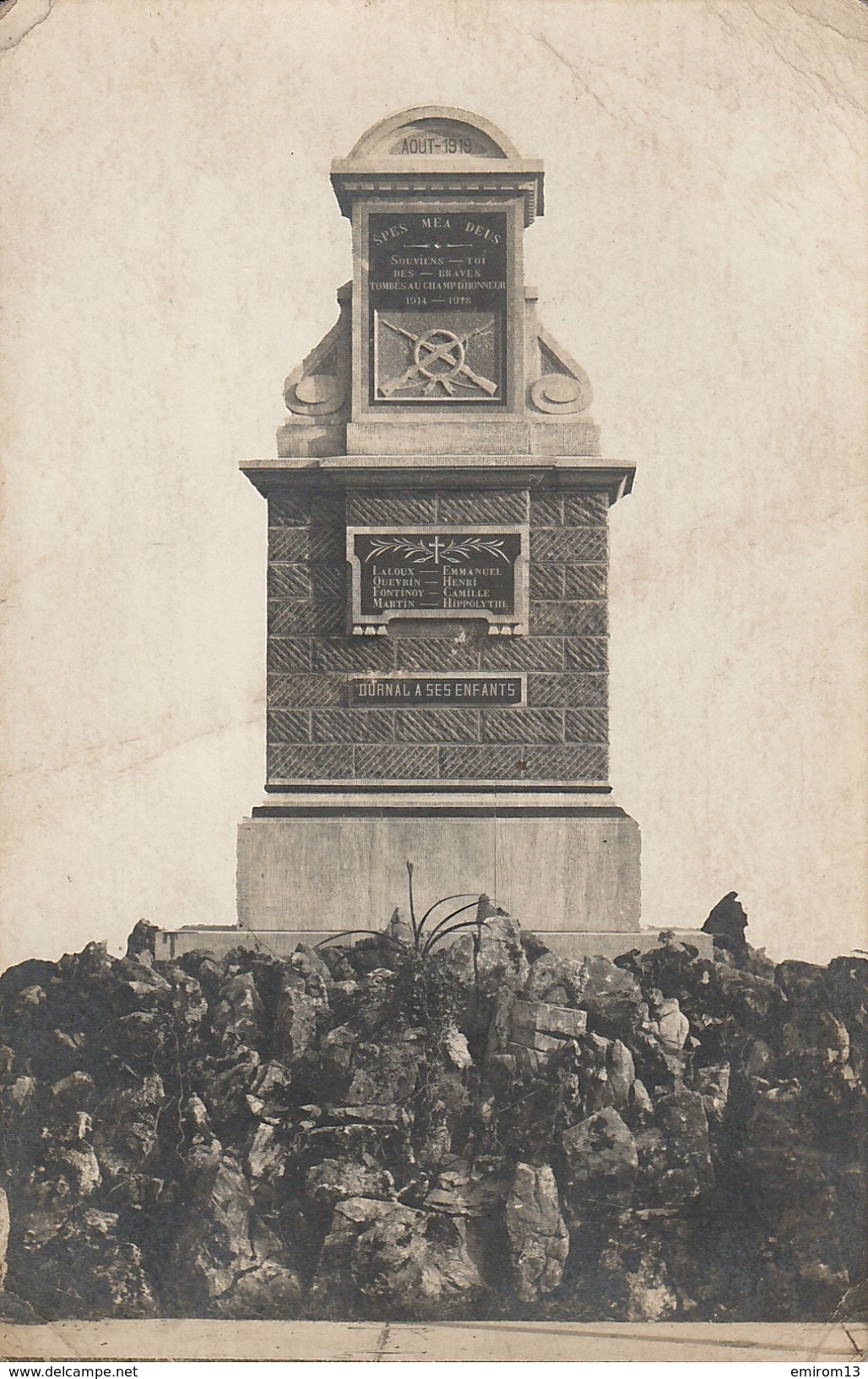 Yvoir Durnal Monument Aux Morts 1914 / 1918 Carte Photo Puffet Ciney 1919 - Yvoir