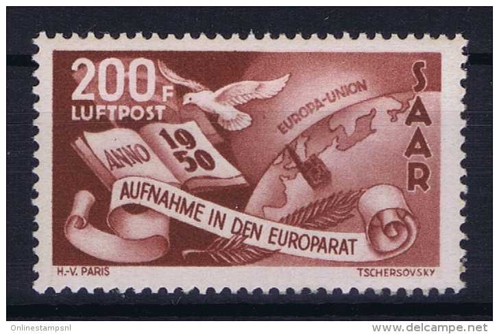 Saar: Mi Nr Mi Nr 298 MNH/**/postfrisch/neuf Sans Charniere   1950 Airmail - Aéreo