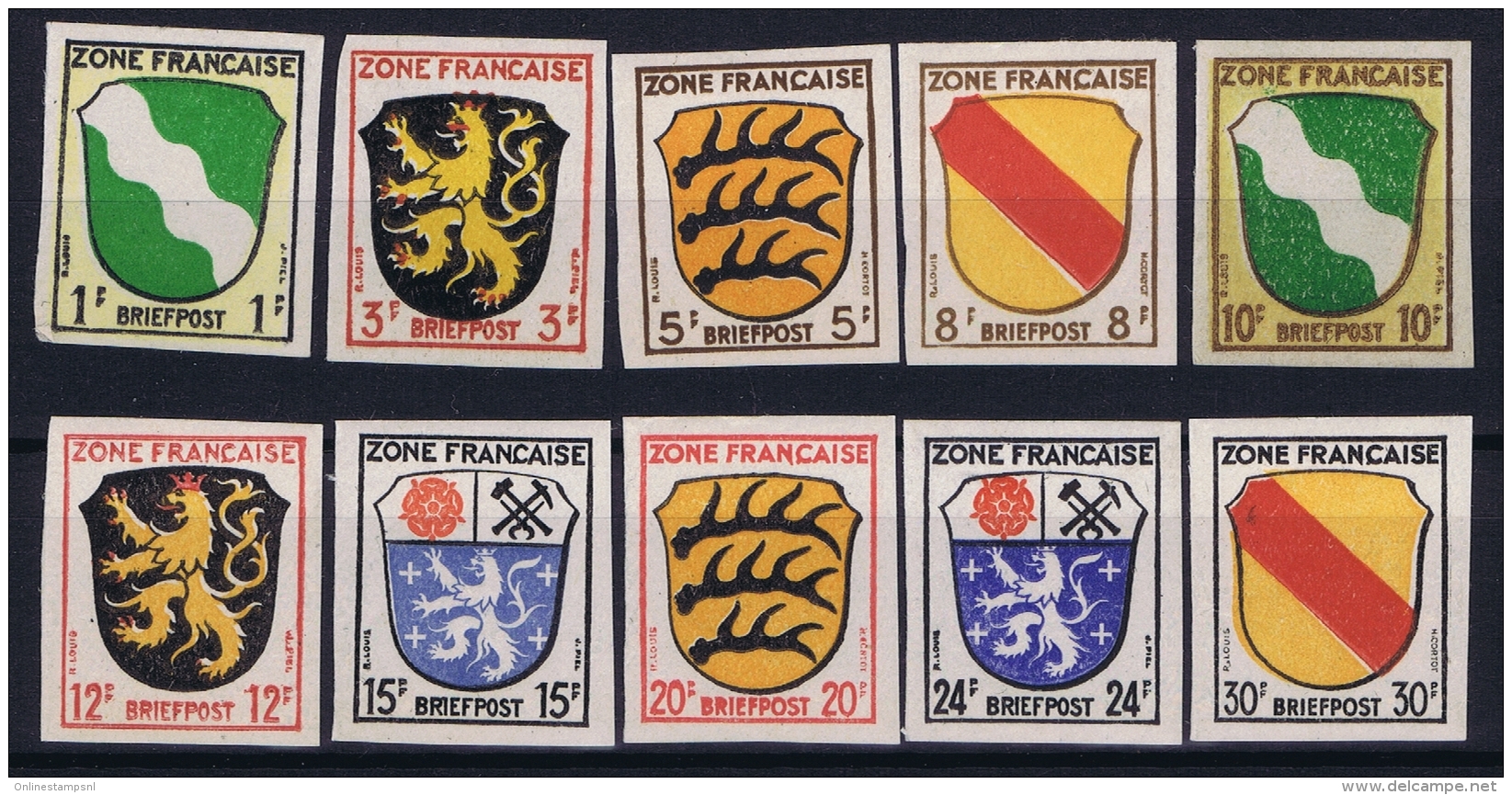 French Occ. Zone Mi Nr  1SU - 10SU MNH/**/postfrisch/neuf Sans Charniere  Imperfrate RRR 1949 - Sonstige & Ohne Zuordnung