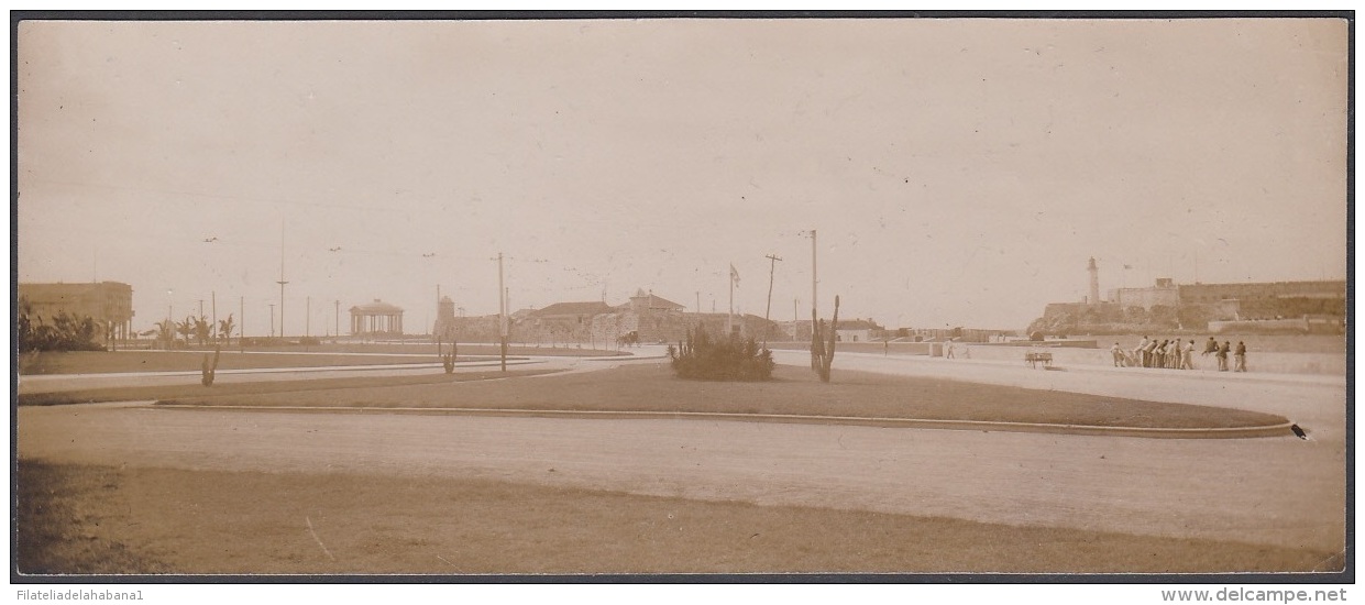 POS-224 CUBA CIRCA 1910 PHOTO CASTILLO DEL MORRO DESDE EL MALECON CASTLE 6,4 X15,5 Cm. - Andere & Zonder Classificatie