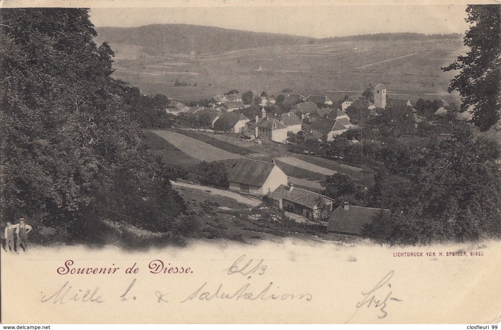 Souvenir De Diesse / Oblit. Du 18.IV.1905 + Obl. De La Chaux De Fonds. Carte Précurseur - Diesse