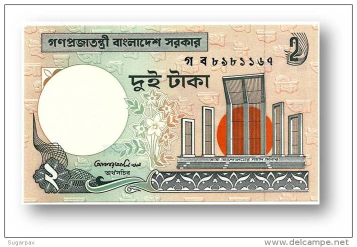 BANGLADESH - 2 Taka - ND ( 1988 - ) - Pick 6 C.c - Unc. - Government Of Bangladesh - 2 Scans - Bangladesh