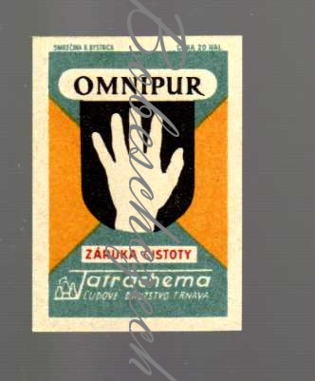 32-120 CZECHOSLOVAKIA 1959 - Tatrachema Trnava Cleaning, Polishing Agents, Degreasers, Soaps Omnipur Cleaning Agent - Boites D'allumettes - Etiquettes