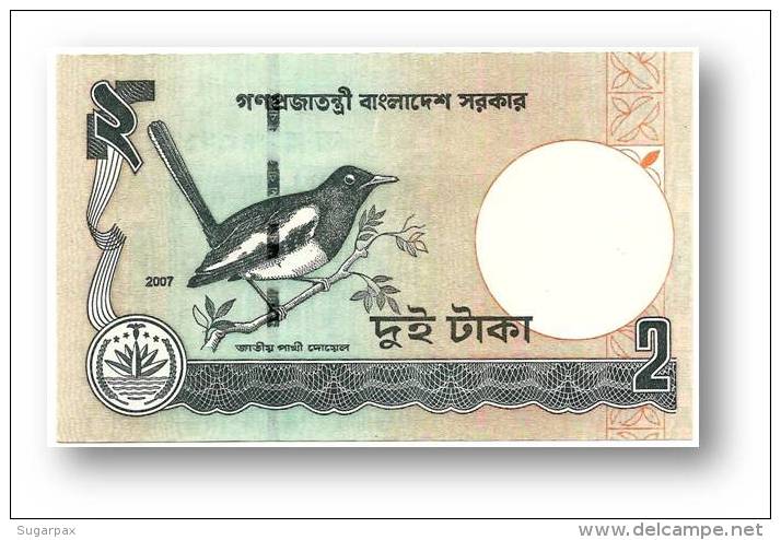 BANGLADESH - 2 Taka - 2007 - Pick 6 C.j - Unc. - Segmented Security Thread - Government Of Bangladesh - 2 Scans - Bangladesh